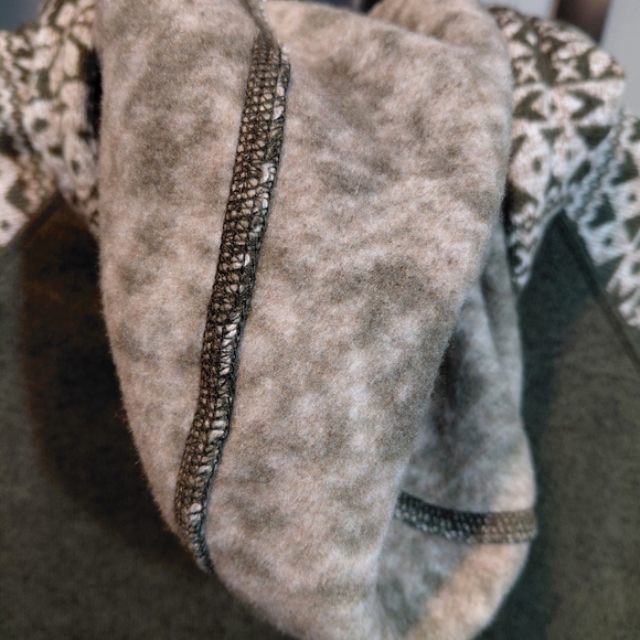 Cabela's Women Olive Green Fair Isle Patterned Sleeve Fleece Lined Full Zip Sz L - Picture 8 of 16